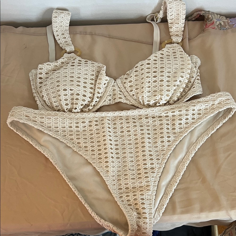 Shade & Shore Ivory Crochet Bikini